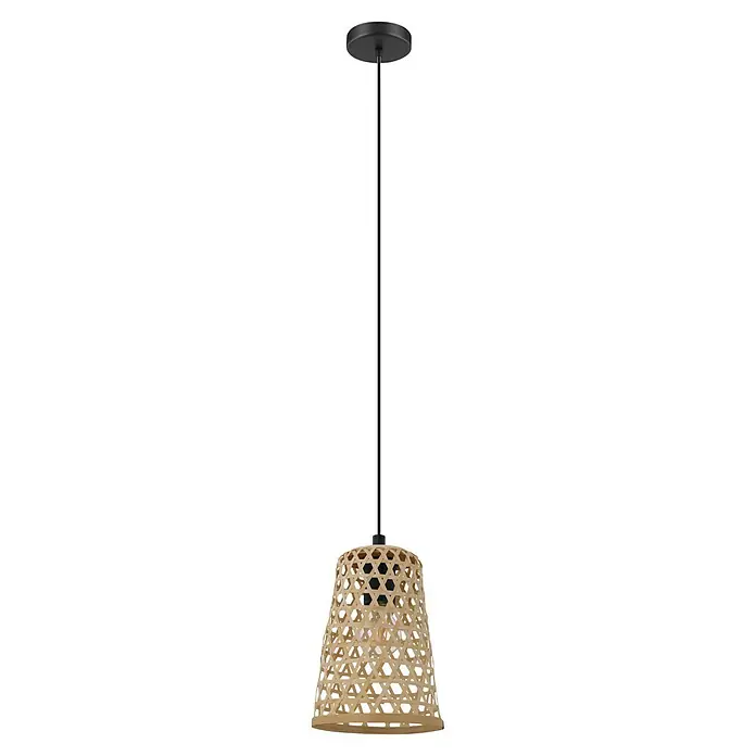 Eglo Claverdon Pendelleuchte - Höhe: 110 cm - Elegante Pendelleuchte mit einem Lampenschirm aus Bambusgeflecht. Perfekt für eine stimmungsvolle Beleuchtung im Wohnraum.