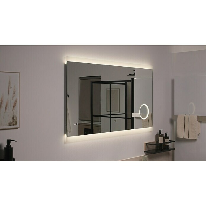 LED-Lichtspiegel Silver Shine 2.0 (120 x 70 cm, Touchsensor)