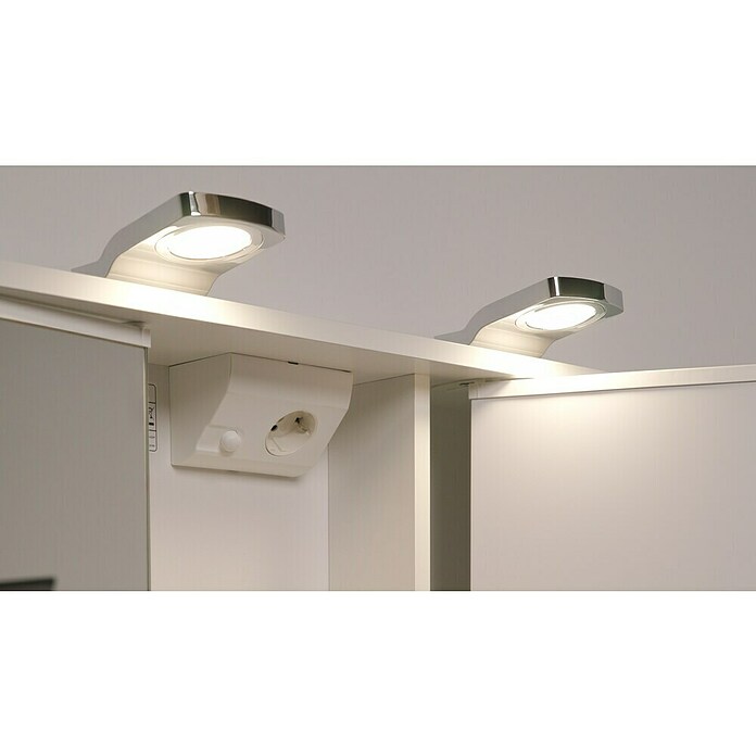 Jokey Armario con espejo LED (An x Al: 80 x 64 cm, Con iluminación, MDF, Blanco)