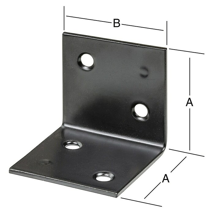 Vormann Breitwinkel (30 x 30 mm, Schwarz, Stahl, 4 Löcher) | BAUHAUS