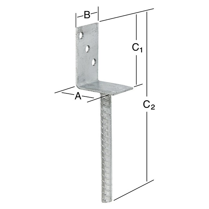 Stabilit L-Stützenschuh (70 x 100 x 200 mm, Feuerverzinkt)