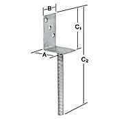 Stabilit L-Stützenschuh (70 x 100 x 200 mm, Feuerverzinkt)