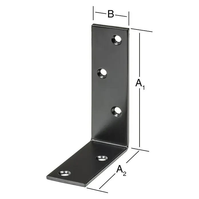 Vormann Balkenwinkel - L x B x H: 80 x 40 x 30 mm, Stahl, Schwarz - Winkelverbinder mit den Abmessungen A1, A2 und B für eine sichere und stabile Verbindung von Bauteilen.