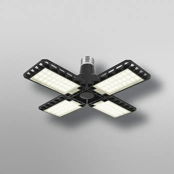 Ledvance Deckenleuchte Highbay E27 Blade - 23 W, L x B x H: 23,1 x 23,1 x 9,1 cm, Schwarz, E27 - Deckenleuchte mit vier LED-Panels und E27-Sockel, ideal für Garage oder Werkstatt. Hohe Leuchtkraft und lange Lebensdauer dank LED-Technologie.