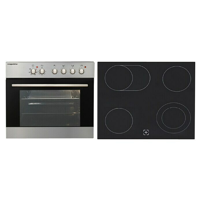 Respekta Premium Küchenzeile RP300ESCBO (Breite: 300 cm, Mit Elektrogeräten, Schwarz Hochglanz)