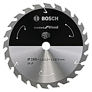 Bosch Kreissägeblatt Standard for Wood (Durchmesser: 165 mm, Bohrung: 15,875 mm, Anzahl Zähne: 24 Stk.)