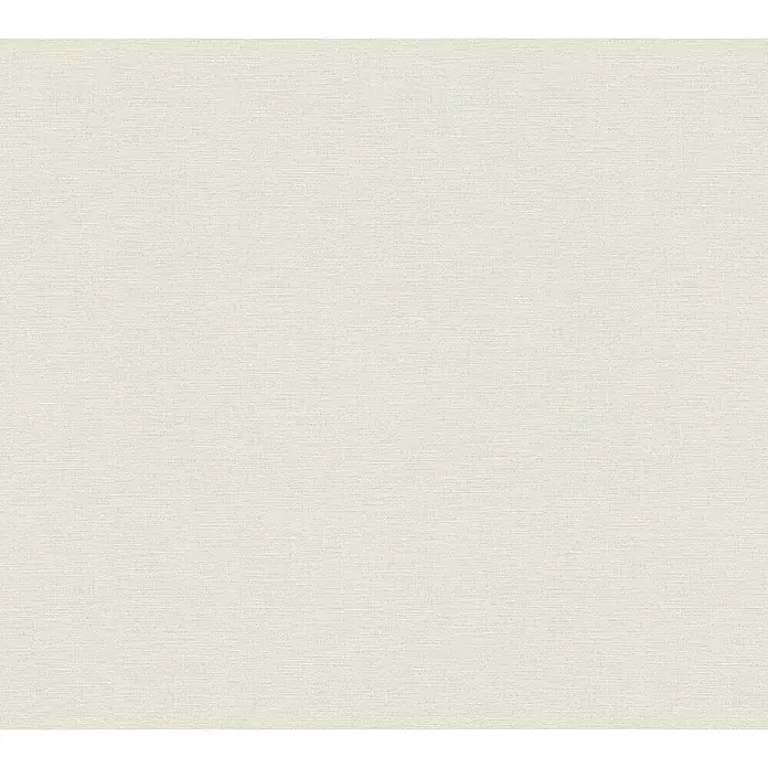 A.S. Création Ethnic Origin Vliestapete I - Beige, Uni, 10,05 x 0,53 m - Detailaufnahme einer weißen Textiltapete mit feiner, horizontaler Struktur, ideal für dezente Wandgestaltung.