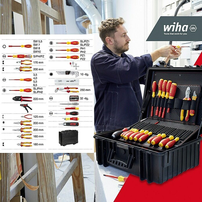 Wiha Maletín de herramientas XL Electric (L x An x Al: 512 x 216 x 418 mm, 81 pzs.) | BAUHAUS