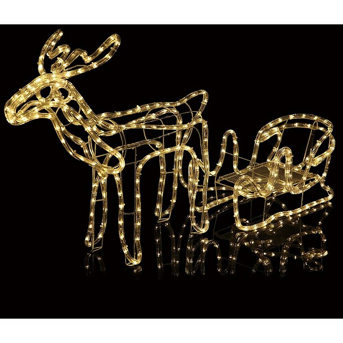 Tween Light LED-Lichtschlauch Rentier mit Schlitten (Anwendungsbereich: Außen, Warmweiß, Länge: 126 cm, Energieeffizienzklasse: A++ bis A)