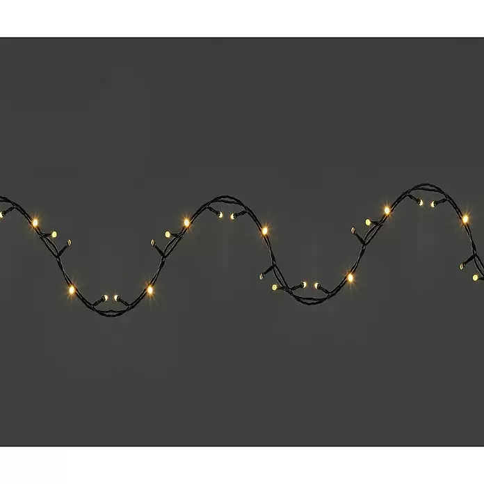 Tween Light LED-Lichterkette - Außen, Lichtfarbe: Warmweiß, Anzahl Leuchtmittel: 100 Stk., Netzbetrieben, IP44 - Lichterkette mit warmweißen LEDs und dunklem Kabel, wellenförmig angeordnet.