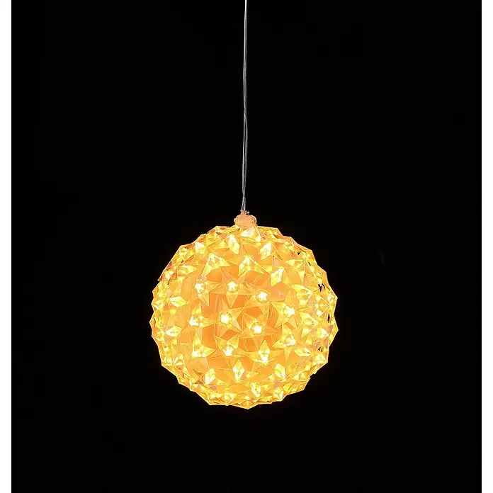 Tween Light LED-Weihnachtsdekoleuchte Sterne - Weiß, Netzbetrieben, LED, 13 cm - Hängende gelbe LED-Leuchtkugel mit sternförmigen durchscheinenden Kunststofffacetten.