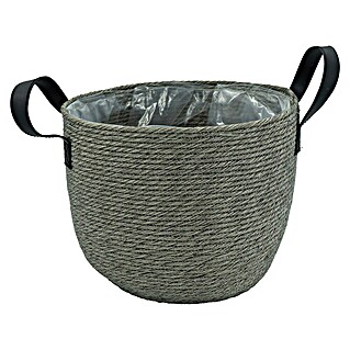 Pflanzkorb mit Henkel (Außenmaß (Ø x H): 31 x 26 cm, Polyester, Grau)