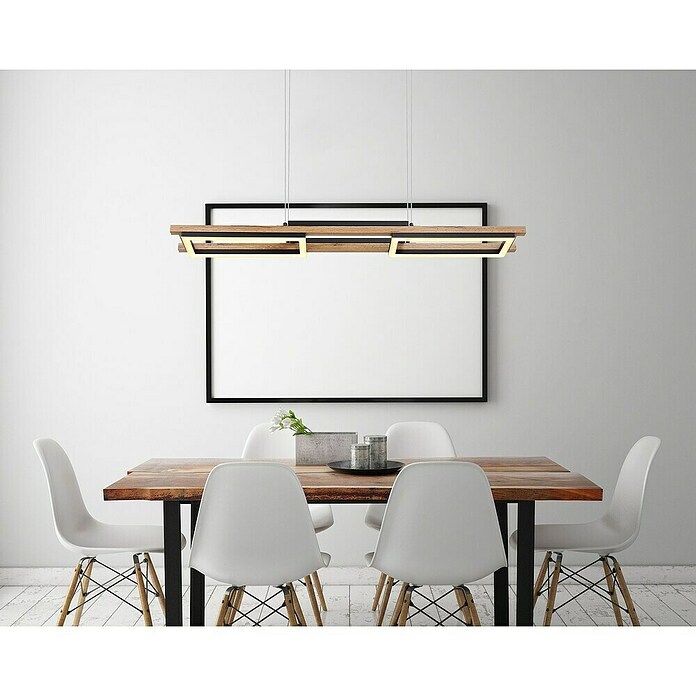Globo LED-Pendelleuchte Illa (30 W, L x B x H: 100 x 13,5 x 120 cm, Schwarz, Dunkelbraun) | BAUHAUS