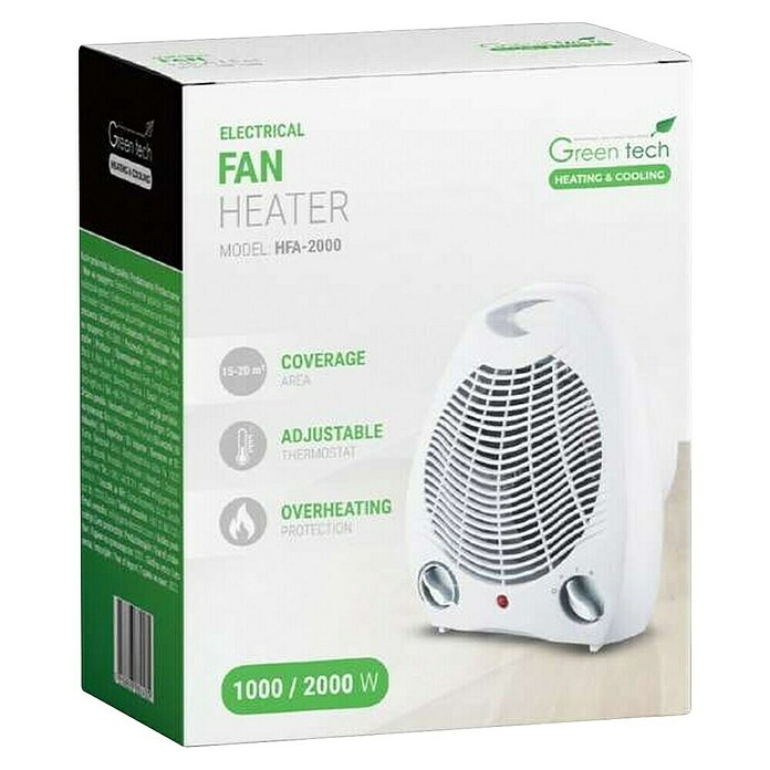 Green Tech Ventilatorski grelnik  (1.000 W - 2.000 W, Bele barve) | 3412 - Gebläseheizer QM | CBNB - Heizen Qalitätsmarke | CBN - Heizen | CB - Elektroinstallation | C - Elektro | BAUHAUS
