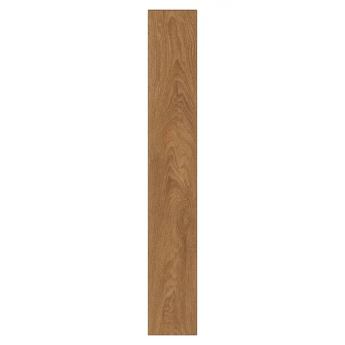 Krono Original Laminat Super Natural - Harlech Oak, Landhausdiele, 1.288 x 195 x 8 mm - Nahaufnahme einer Holzfliese mit detaillierter Maserung in warmen Brauntönen für Bodenbeläge.