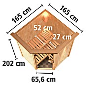 Karibu Systemsauna Larin (Mit Sauna Bio-Ofen 9 kW inkl. Steuerung Easy, Mit Dachkranz und Beleuchtung, 151 x 151 x 198 cm)