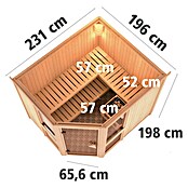 Karibu Systemsauna Amelia 3 (Mit Sauna Bio-Ofen 9 kW inkl. Steuerung Easy, Ohne Dachkranz, 196 x 231 x 198 cm)