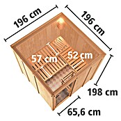Karibu Systemsauna Rodin (Ohne Ofen, Ohne Dachkranz, 196 x 196 x 198 cm)