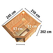 Karibu Systemsauna Malin (Mit 9 kW Saunaofen mit integrierter Steuerung, Mit Dachkranz und Beleuchtung, 196 x 231 x 198 cm)