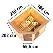 Karibu Systemsauna Fiona 2 (Ohne Ofen, 170 x 196 x 198 cm, Mit Dachkranz und Beleuchtung)