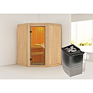 Karibu Elementsauna Larin (Mit 9 kW Ofen mit integrierter Steuerung, Ohne Dachkranz, L x B x H: 151 x 151 x 192 cm)
