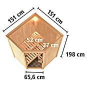 Karibu Systemsauna Larin (Mit 9 kW Saunaofen mit integrierter Steuerung, Ohne Dachkranz, 151 x 151 x 198 cm)