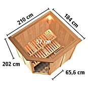 Karibu Systemsauna Siirin (Mit Sauna Bio-Ofen 9 kW inkl. Steuerung Easy, Mit Dachkranz und Beleuchtung, Ganzglas Bronze, 170 x 196 x 198 cm)