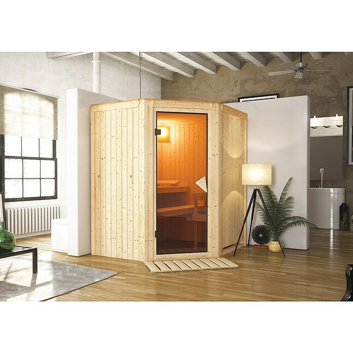 Karibu Systemsauna Taurin (Ohne Ofen, Ohne Dachkranz, 152 x 175 x 198 cm)