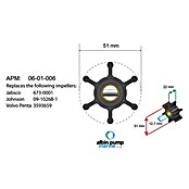 Albin Pump Impeller PN 06-01-006 (Ø x L: 51 x 22 mm, Wellendurchmesser: 12,7 mm)