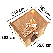 Karibu Systemsauna Bodin (Mit 9 kW Saunaofen mit integrierter Steuerung, Mit Dachkranz und Beleuchtung, 151 x 196 x 198 cm)