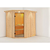 Karibu Systemsauna Carin (Ohne Ofen, Mit Dachkranz und Beleuchtung, 195 x 152 x 198 cm)