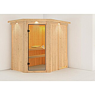 Karibu Elementsauna Carin (Ohne Ofen, Mit Dachkranz und Beleuchtung, L x B x H: 165 x 210 x 192 cm)