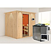 Karibu Systemsauna Sodin (Mit Sauna Bio-Ofen 9 kW inkl. Steuerung Easy, Mit Dachkranz und Beleuchtung, 170 x 196 x 198 cm)