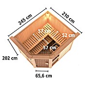 Karibu Systemsauna Amelia 3 (Mit Sauna Bio-Ofen 9 kW inkl. Steuerung Easy, Mit Dachkranz und Beleuchtung, 196 x 231 x 198 cm)