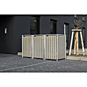 Hide Mülltonnenbox (80,7 x 209,1 x 115,2 cm, Passend für: 3 Mülltonnen 180 - 240 l, Holz, Natur/Grau)