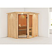 Karibu Systemsauna Fiona 2 (Ohne Ofen, 170 x 196 x 198 cm, Mit Dachkranz und Beleuchtung)