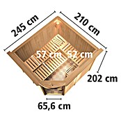 Karibu Systemsauna Fiona 3 (Ohne Ofen, 196 x 231 x 198 cm, Mit Dachkranz und Beleuchtung)