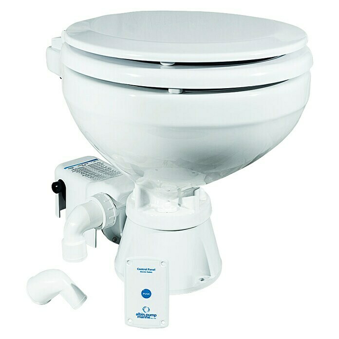 Albin Pump Bordtoilette Standard Electric EVO Kompakt Low 12VL x B x H: 42 x 33,5 x 39 cm, Spülsystem: Elektrisch, Weiß Front View