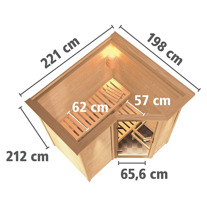 Karibu Massivholzsauna Sahib 1