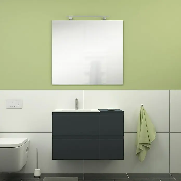Camargue Espacio Badmöbel-Set i24 - 100 cm, Gama anthrazit matt - Badezimmer mit Spiegel, Waschtischunterschrank in Anthrazit, Toilette und Handtuch. Moderner Stil für ein stilvolles Ambiente.