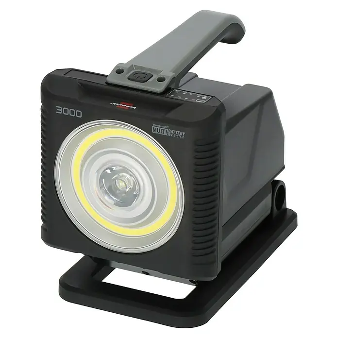 Brennenstuhl Taschenlampe Multi Akku - 21,4 x 22,5 x 19,5 cm - Eine akkubetriebene Arbeitsleuchte mit 3000 Lumen für den Innen- und Außenbereich, mit praktischem Tragegriff und Ladestandsanzeige.