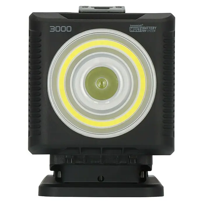 Brennenstuhl Taschenlampe Multi Akku - 21,4 x 22,5 x 19,5 cm - Bild einer Brennenstuhl Arbeitsleuchte mit 3000 Lumen, die für vielseitige Beleuchtung auf Baustellen sorgt.