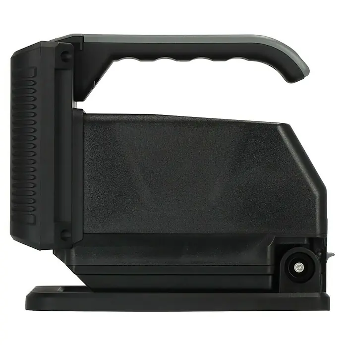 Brennenstuhl Taschenlampe Multi Akku - 21,4 x 22,5 x 19,5 cm - Nahaufnahme eines schwarzen, tragbaren Geräts mit Griff. Ideal für Outdoor-Aktivitäten und Notfälle.
