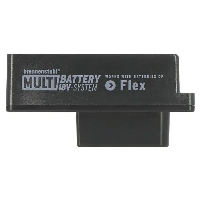 Brennenstuhl Adapter Flex - L x B x H: 6,9 mm x 4,4 cm x 8,7 cm, Schwarz - Abbildung des Brennenstuhl Multi Battery 18V-Systems, das mit Flex-Akkus kompatibel ist. Die ideale Lösung für flexible Energieversorgung.