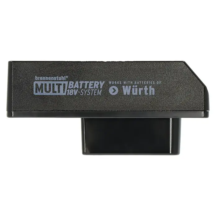 Brennenstuhl Adapter Würth - L x B x H: 6,9 x 4,1 x 8,8 cm, Schwarz - Nahaufnahme eines Brennenstuhl Multi Battery 18V-Systems, das mit Würth-Akkus kompatibel ist. Kompaktes Design für vielseitige Anwendung.