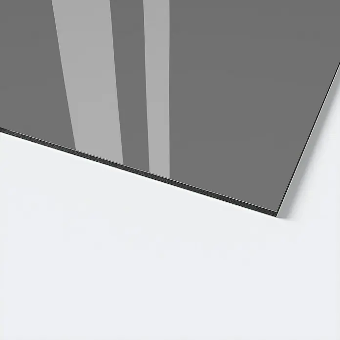 Verbundplatte nach Maß - Anthrazit, Max. Zuschnittsmaß: 305 cm, Breite: 150 cm - Elegantes, graues Acrylglasbild mit glänzender Oberfläche und minimalistischem Design, das jedem Raum einen modernen Touch verleiht.