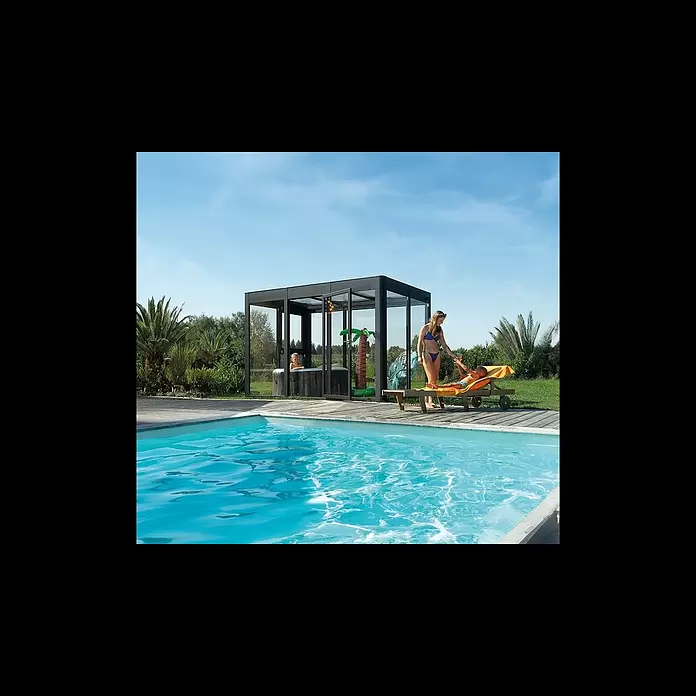 SunElements Gewächshaus SunGarden Energy 3.2 - Außenmaß inkl. Dachüberstand (B x T): 338 x 233 cm, Anthrazit-Metallic, Materialspezifizierung Dach: Acrylglas mit Photovoltaikmodulen - SunElements Langversion oH
