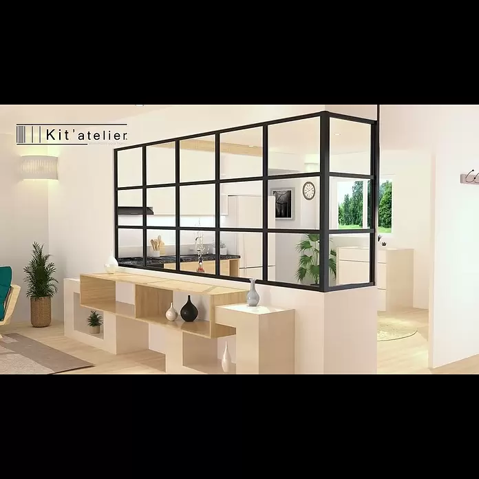 Kit atelier Glastrennwand Loft Bistro1.232 x 1.200 mm, Einscheibensicherheitsglas (ESG) - Kit atelier DE 50Mo