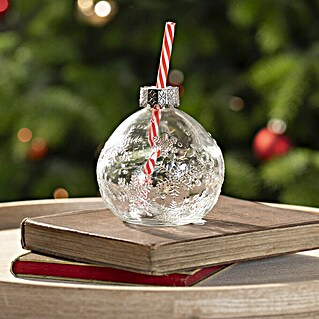 Trinkglas Partybecher Julia (Glas, 10,5 cm, Rot/Transparent)