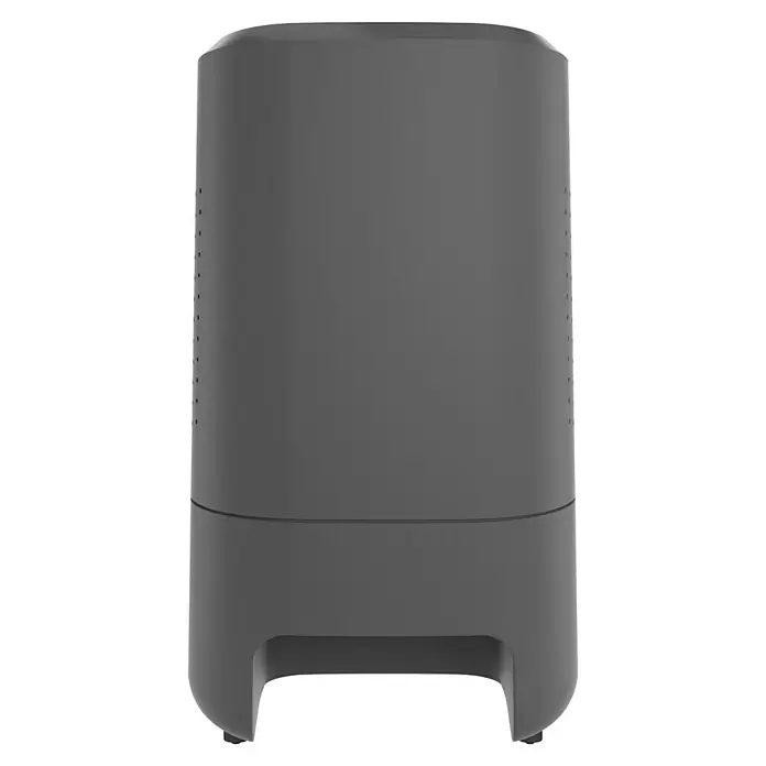 Homematic IP Steuerzentrale Home Control Unit HmIP-HCU1 - Anthrazit, L x B x H: 9,6 x 9,6 x 17,3 cm - Nahaufnahme eines stilvollen, grauen Luftreinigers. Ein modernes Design für saubere Luft.